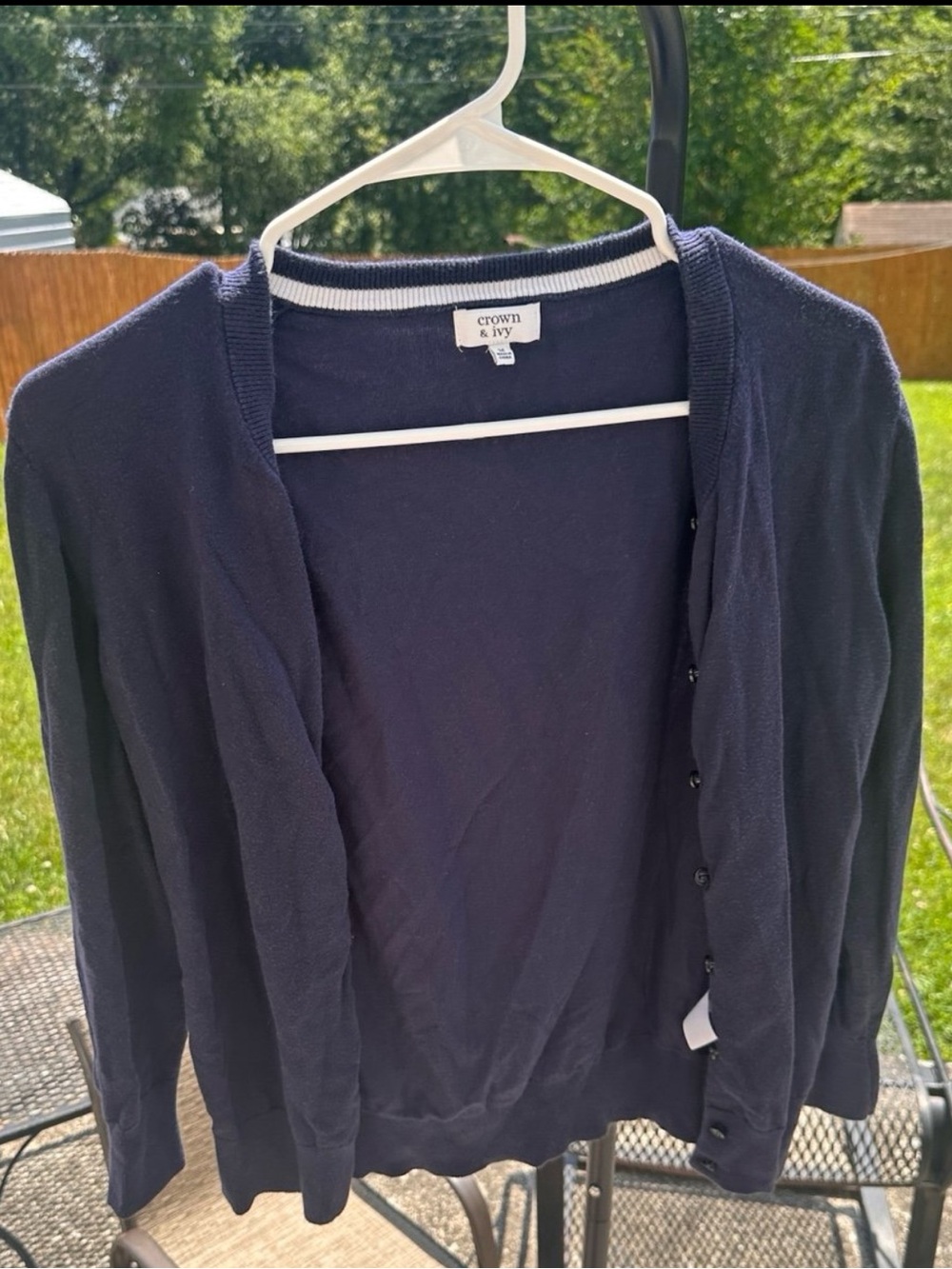 Crown & Ivy Navy Cardigan Sweater School Uniform M